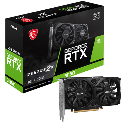 geforce-rtx-3050-ventus-2x-6g-oc-01-500x500 MSI GeForce RTX 3050 VENTUS 2X E 6G OC 6GB GDDR6 Graphics Card - Image 1