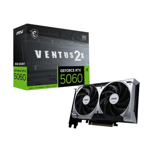 geforce-rtx-5060-8g-ventus-2x-oc-1-500x500 MSI GeForce RTX 5060 8G VENTUS 2X OC 8GB GDDR7 Graphics Card - Image 1